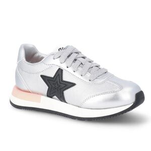 Justice Silver Sneakers with Black Star